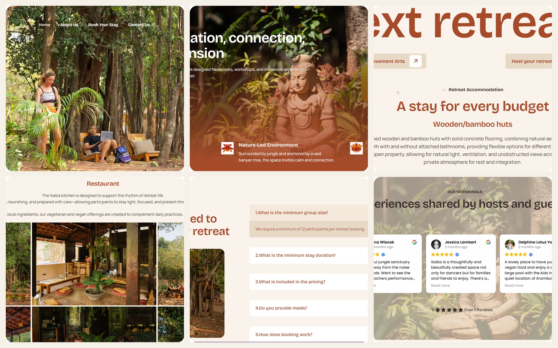 creative retreat website design for Itaiba Goa